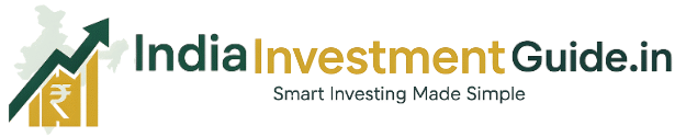 India Investment Guide logo – green upward arrow on India map with rupee symbol, and text IndiaInvestmentGuide.in Smart Investing Made Simple